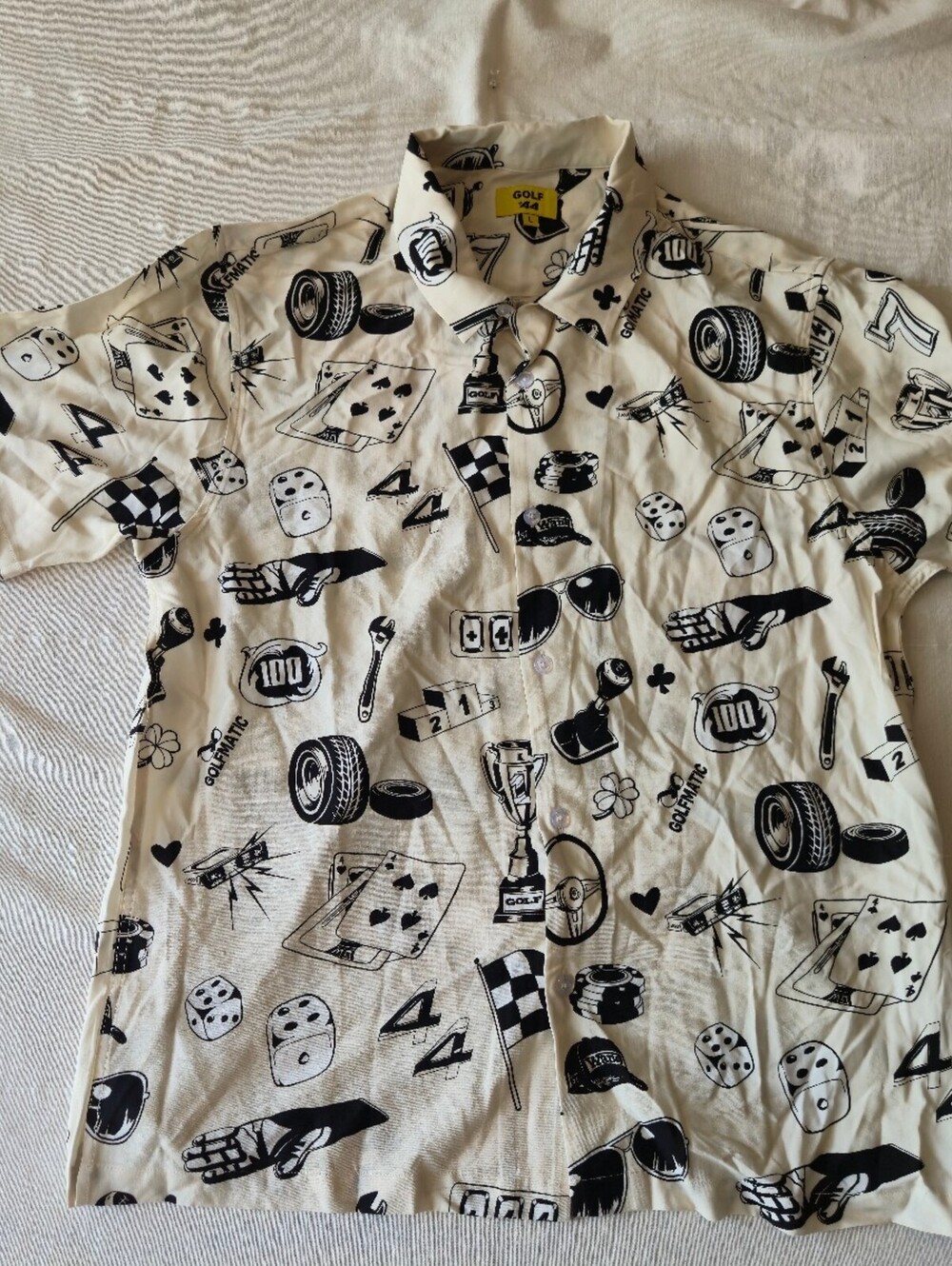 Golf Wang Cream and Black Graphic Print Short Sleeve Shirt Large